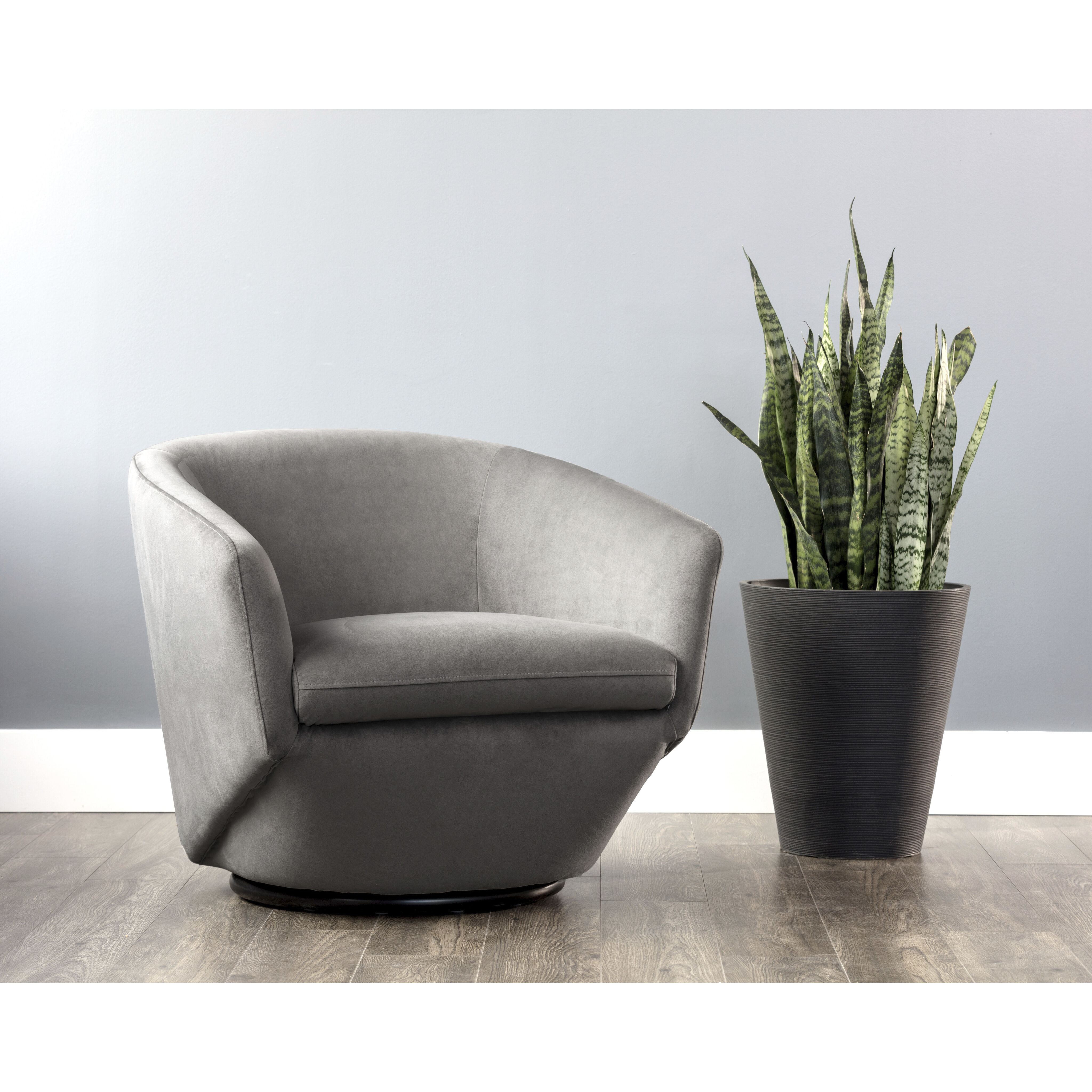 Treviso Antonio Charcoal Swivel Lounge Chair, Swivel